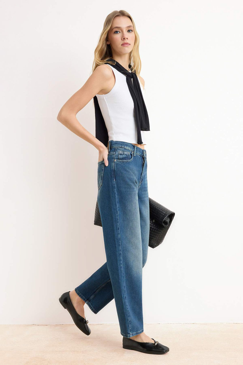 Mavi DOKUMLU Tencel Kar?s?ml? Yuksek Bel Tam Boy Baggy Jeans TWOSS26JE00139 - Trendyolmilla фото 4