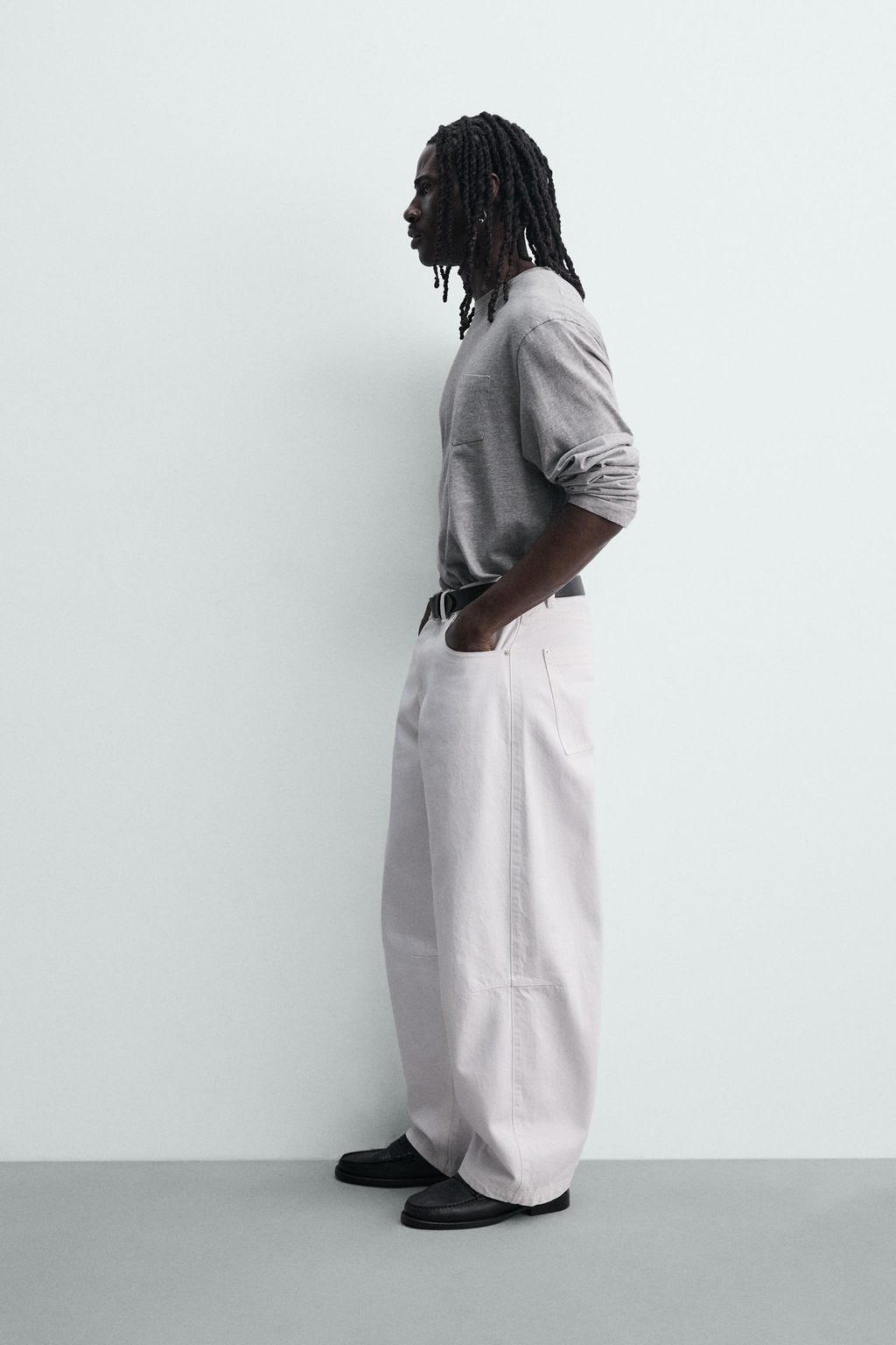 PANTAL?N BARREL FIT / Blanco