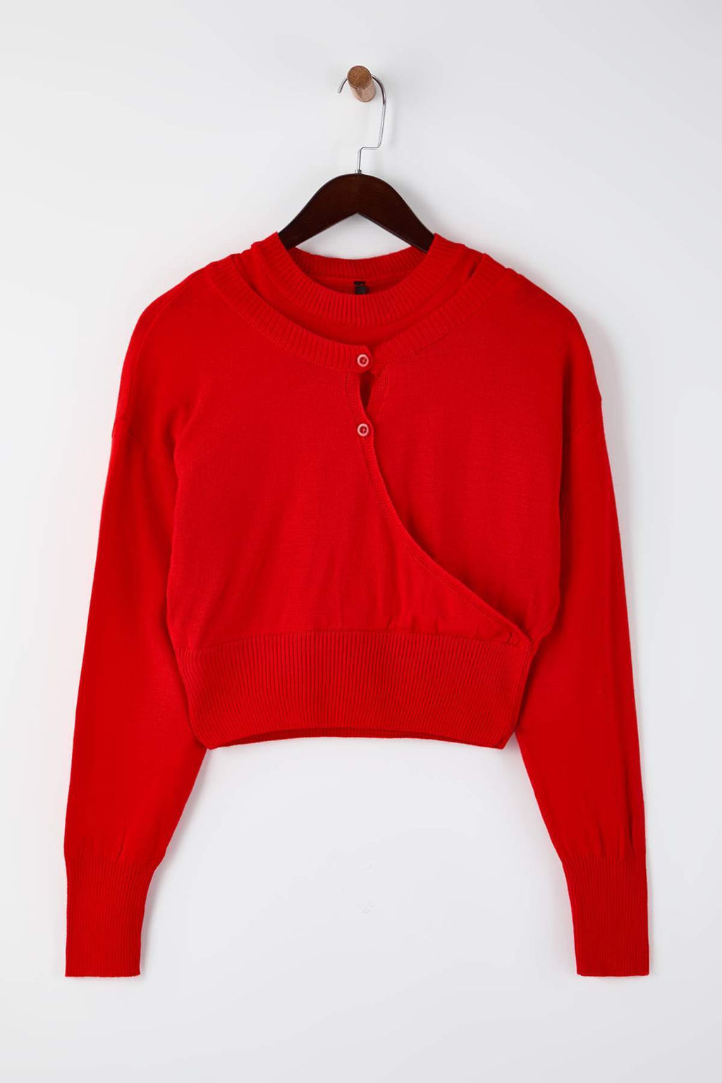 K?rm?z? Bisiklet Yaka Birlesik Bluz-H?rka Triko Kazak TWOAW26KZ00280