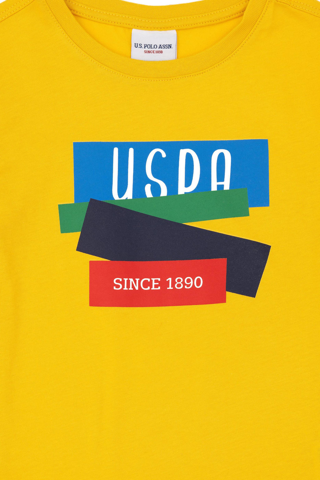 Футболка U.S. Polo Assn для мальчиков с круглым вырезом шафрановая из хлопка  фото 12