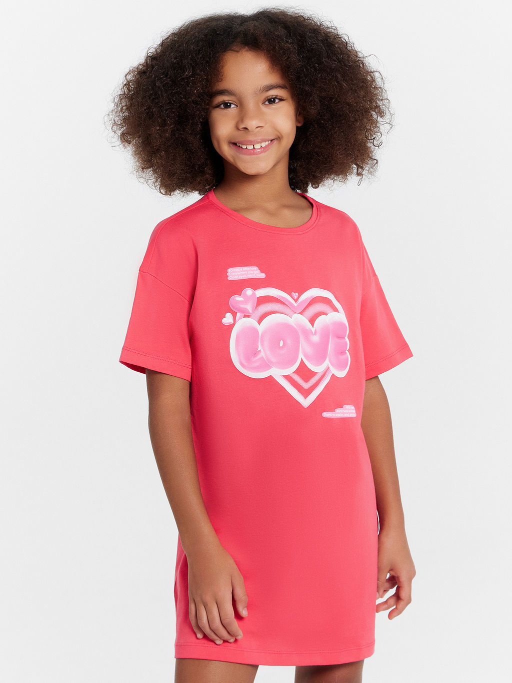Сорочка ночная для девочек коралловая с принтом Love