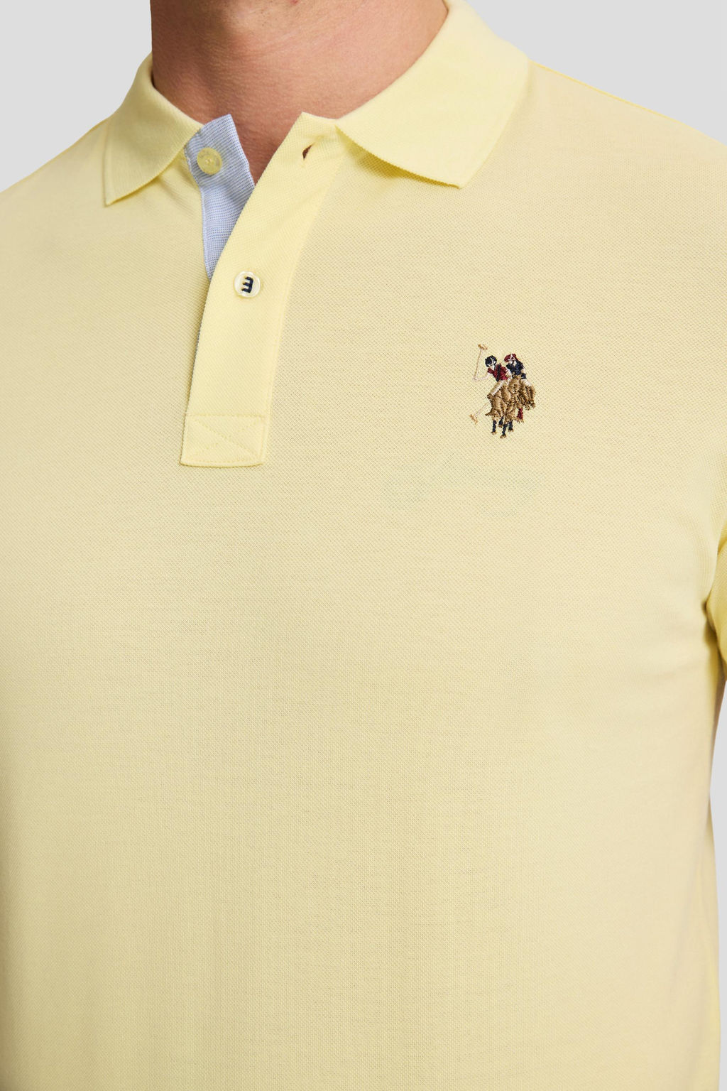 Erkek A__k Sar_ Regular Fit Polo Yaka Basic Ti__rt