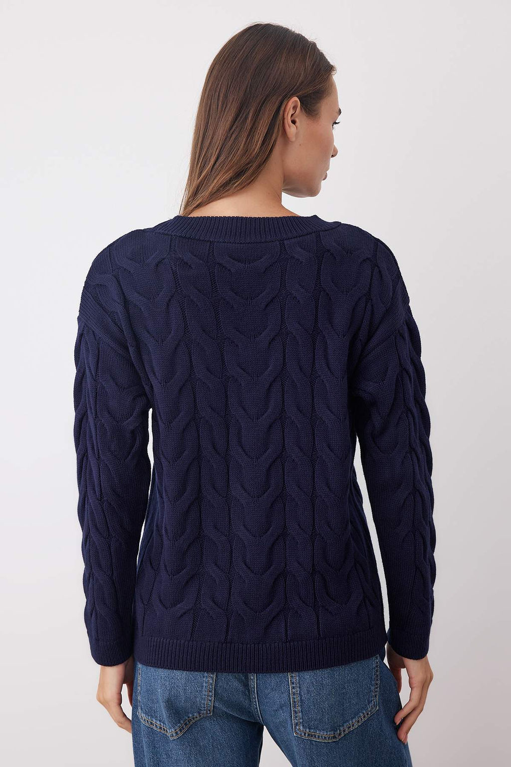 More Sustainable Lacivert Kay?k Yaka Triko Kazak TWOAW26KZ00126 - Trendyolmilla фото 8