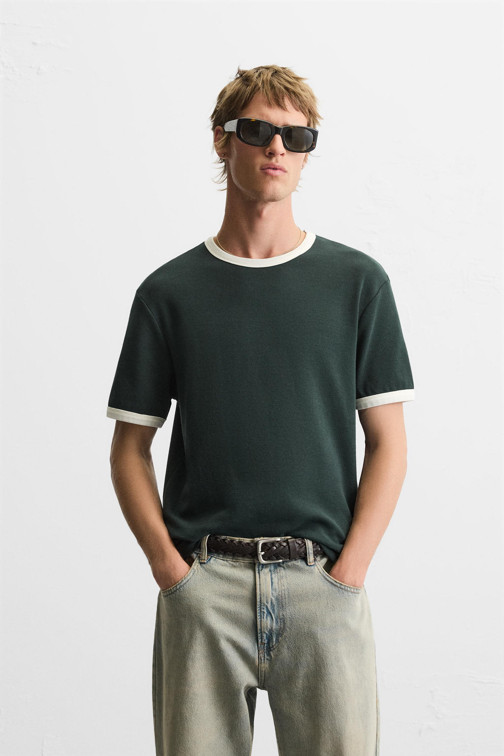 BASIC CONTRAST RIB T-SHIRT - Zara фото 2