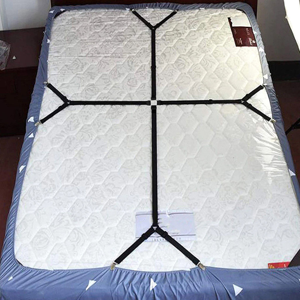 Держатель для простыни цельный 130см, 8 лучей по 30см-8 зажимов, с регулировкой длины, для матрасов 90х200-180х200см, цвет черный (Китай) - Домашняя мода фото 2