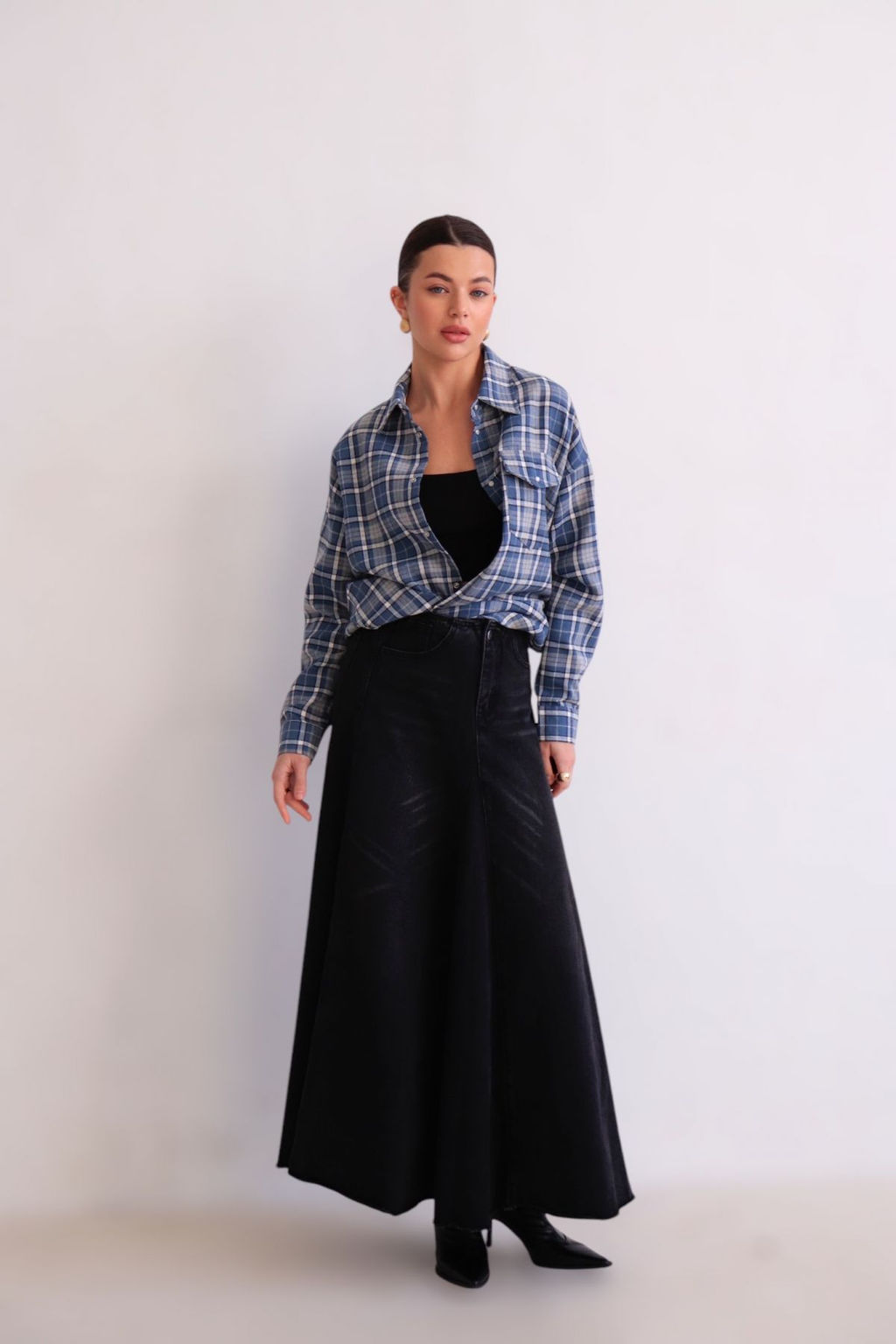 Martichelli Рубашка в клетку голубая на кнопках  фото 21