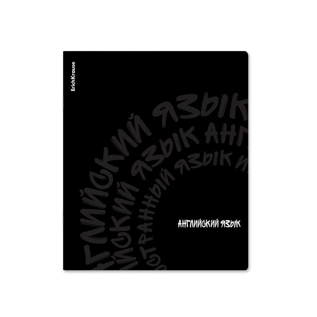 АКЦИЯ Цена за 5 шт. Тетрадь общая ученическая ErichKrause Noir, Английский язык, 48 листов, клетка, ламинация soft-touch+выборочный УФ-лак
