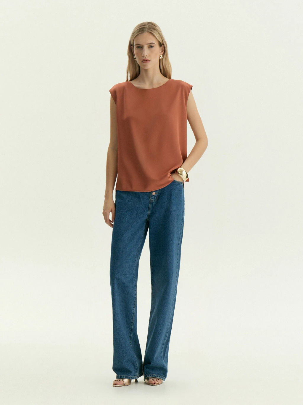 Блузка без рукавов, B2815/squirrel - Emka фото 2