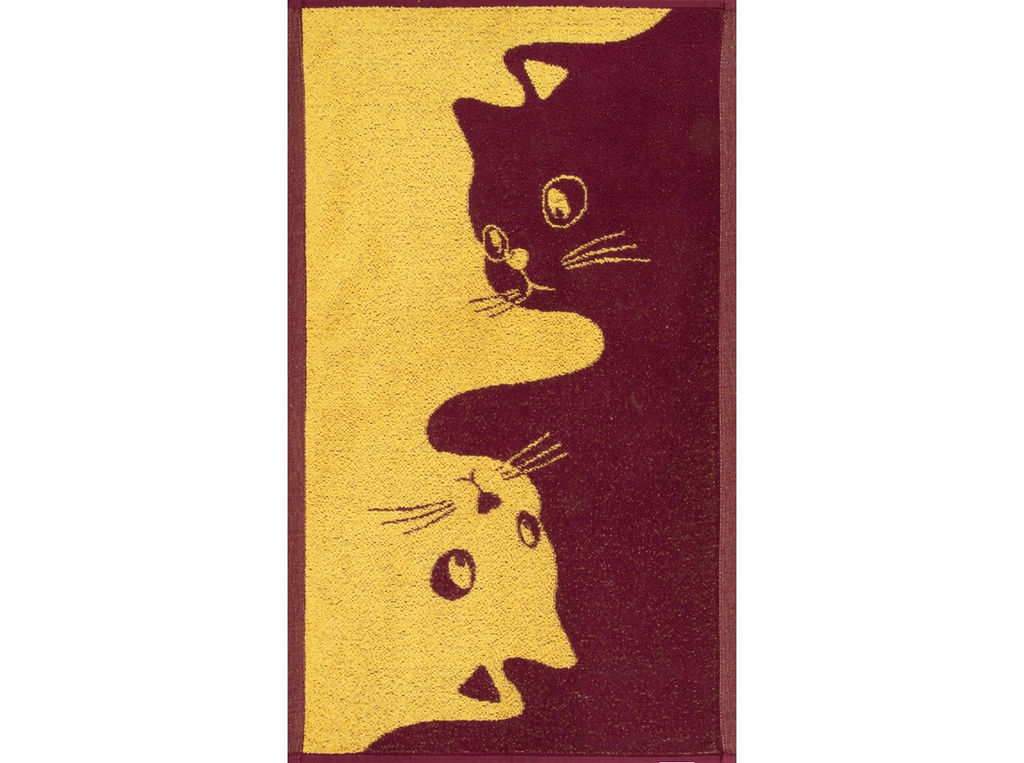 Полотенце махровое 6с104.411ж1 Инь-ян-коты(кр.дерево1) 67х40см