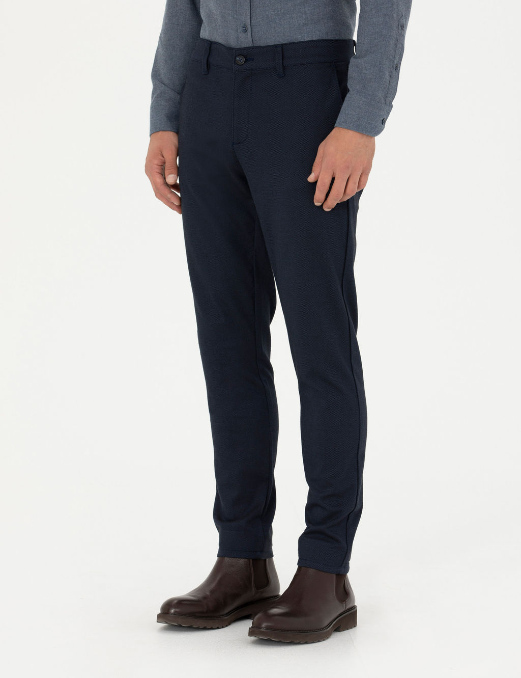 Lacivert Arm_rl_ Slim Fit Kanvas Pantolon