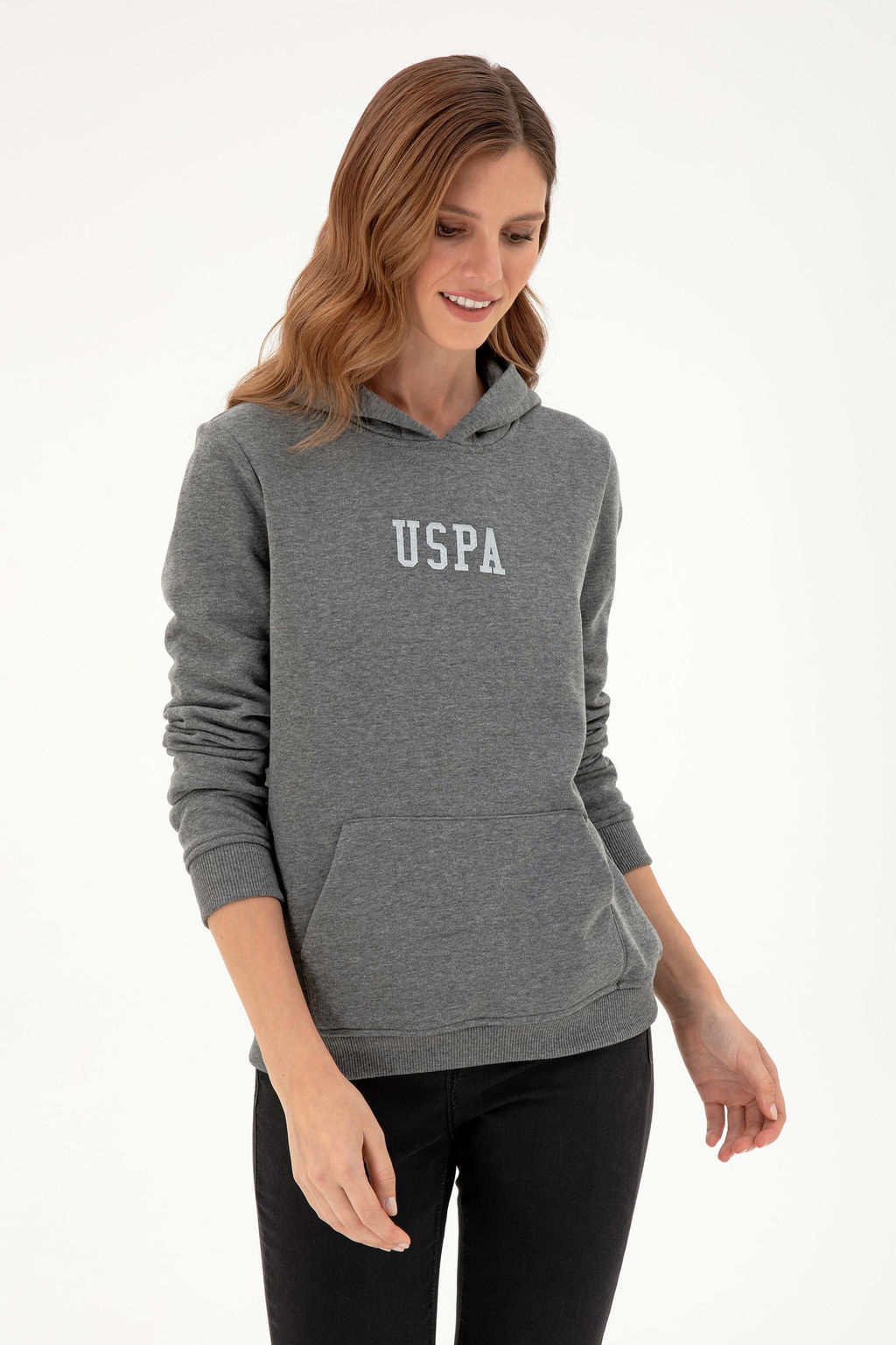 Женский базовый свитшот антрацитового меланжа Неожиданная скидка в корзине - U.s. polo assn фото 3