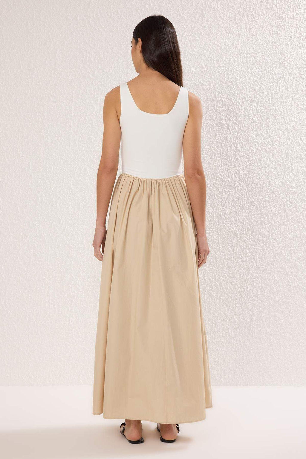 Siyah Renk Bloklu Midi Dokuma Elbise TWOSS25EL00867 - Trendyolmilla фото 4