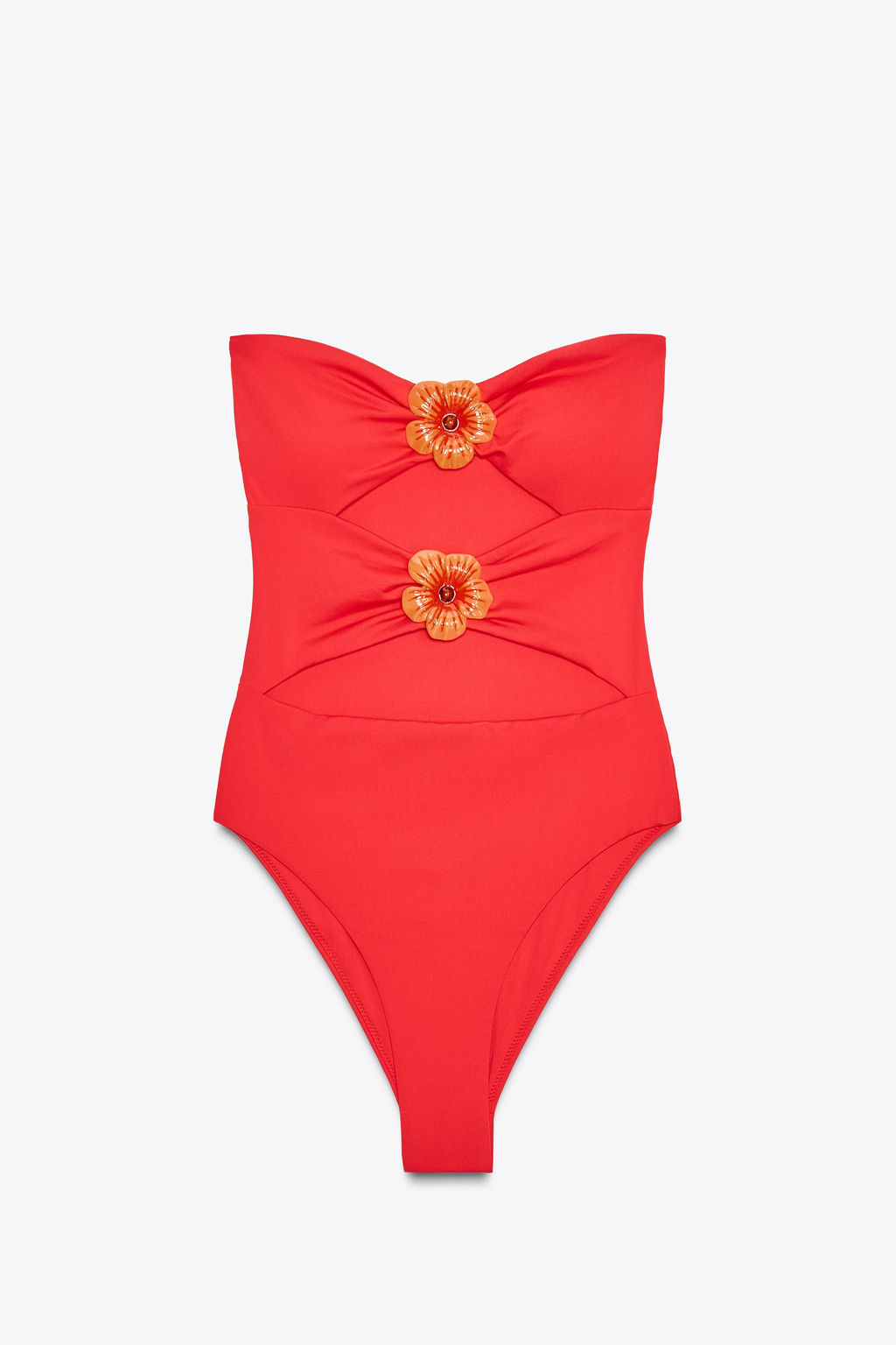FLORAL CUT-OUT BANDEAU SWIMSUIT