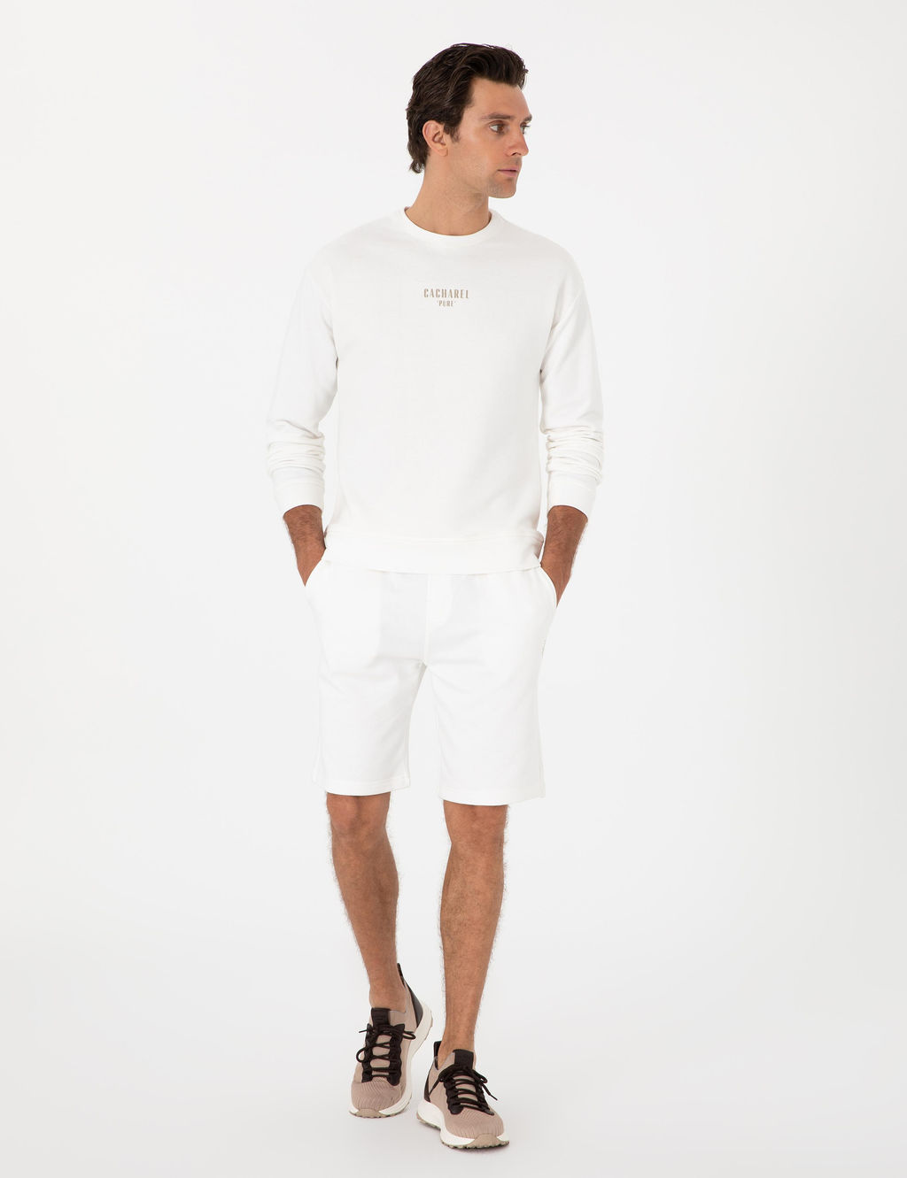 Ekru Comfort Fit Bisiklet Yaka Sweatshirt - Cacharel фото 4