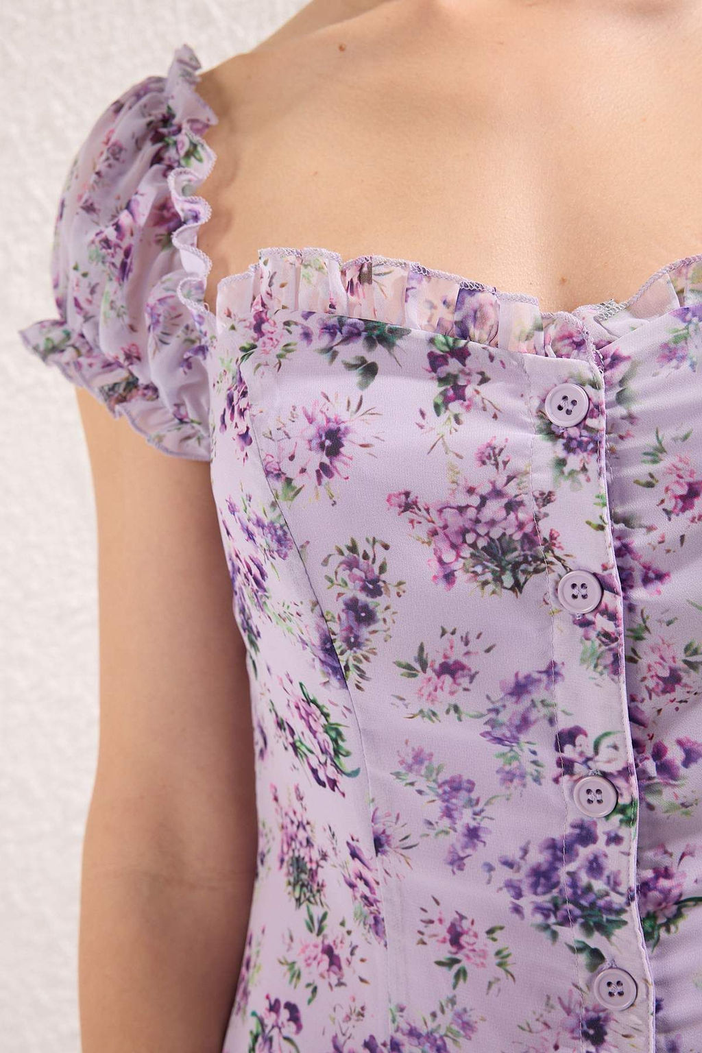 TRENDYOLMILLA Lacivert Cicekli Midi Dokuma Elbise TWOSS25EL00563  фото 4