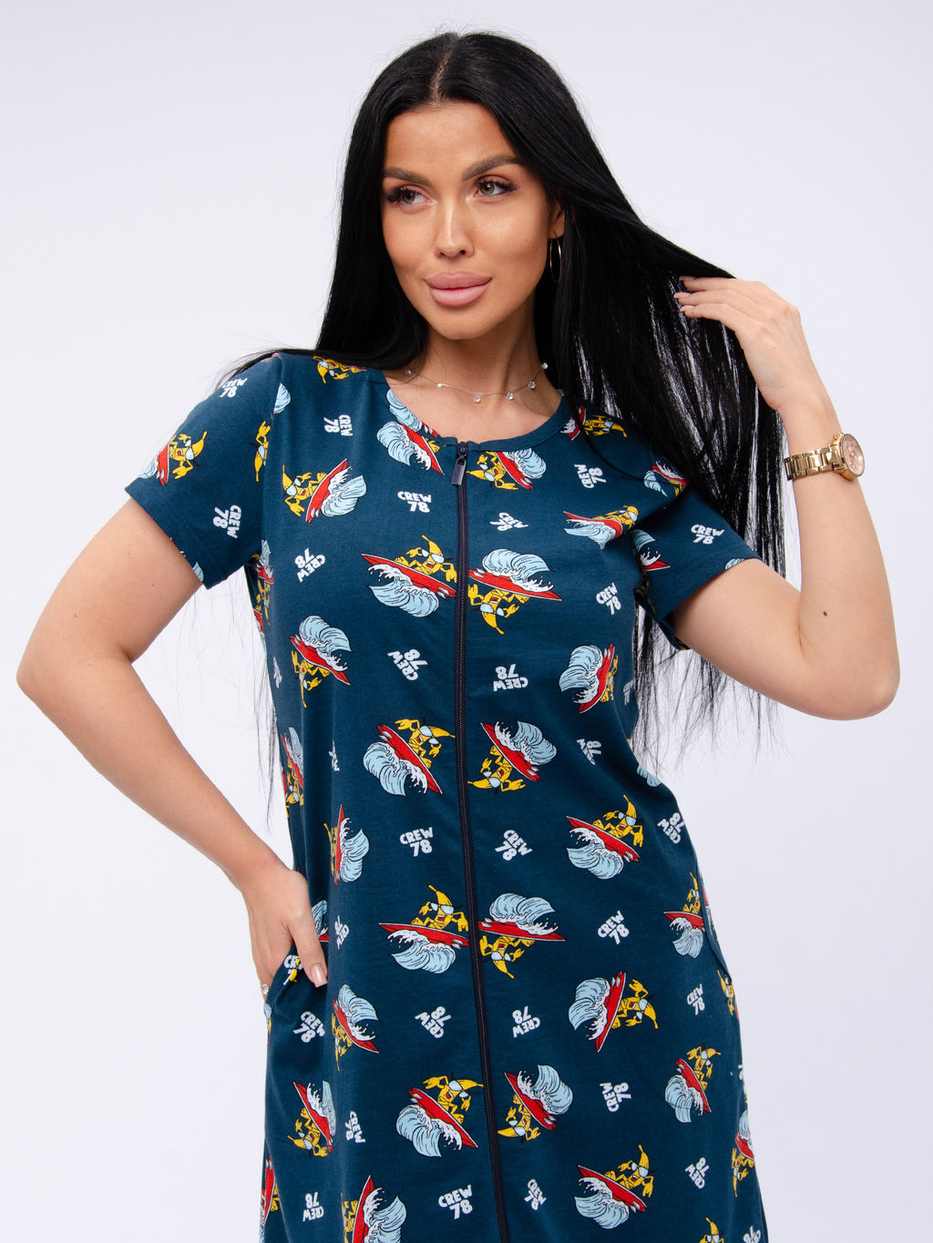 Халат "Красотка 11" бананы, трикотаж