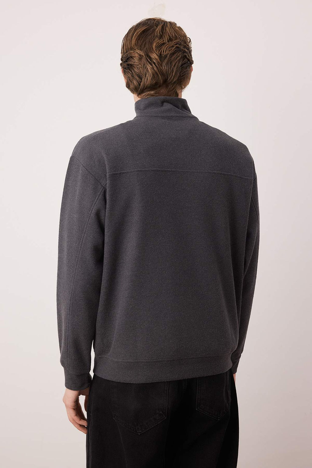 Lacivert Yeni Oversize/Genis Kesim Penguen Nak?sl? Dokulu Dik Yaka Sweatshirt TMNAW26SW00014 - Trendyolmilla фото 5