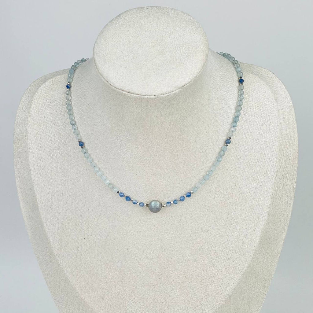 Колье из Аквамарина, Кианита и Лабрадора