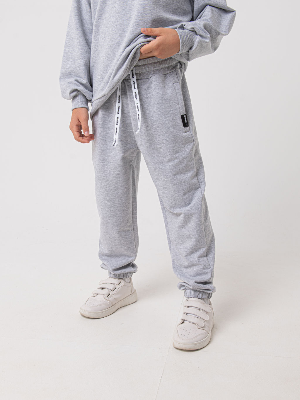 Джоггеры облегченные "Серый меланж" с карманами 7+