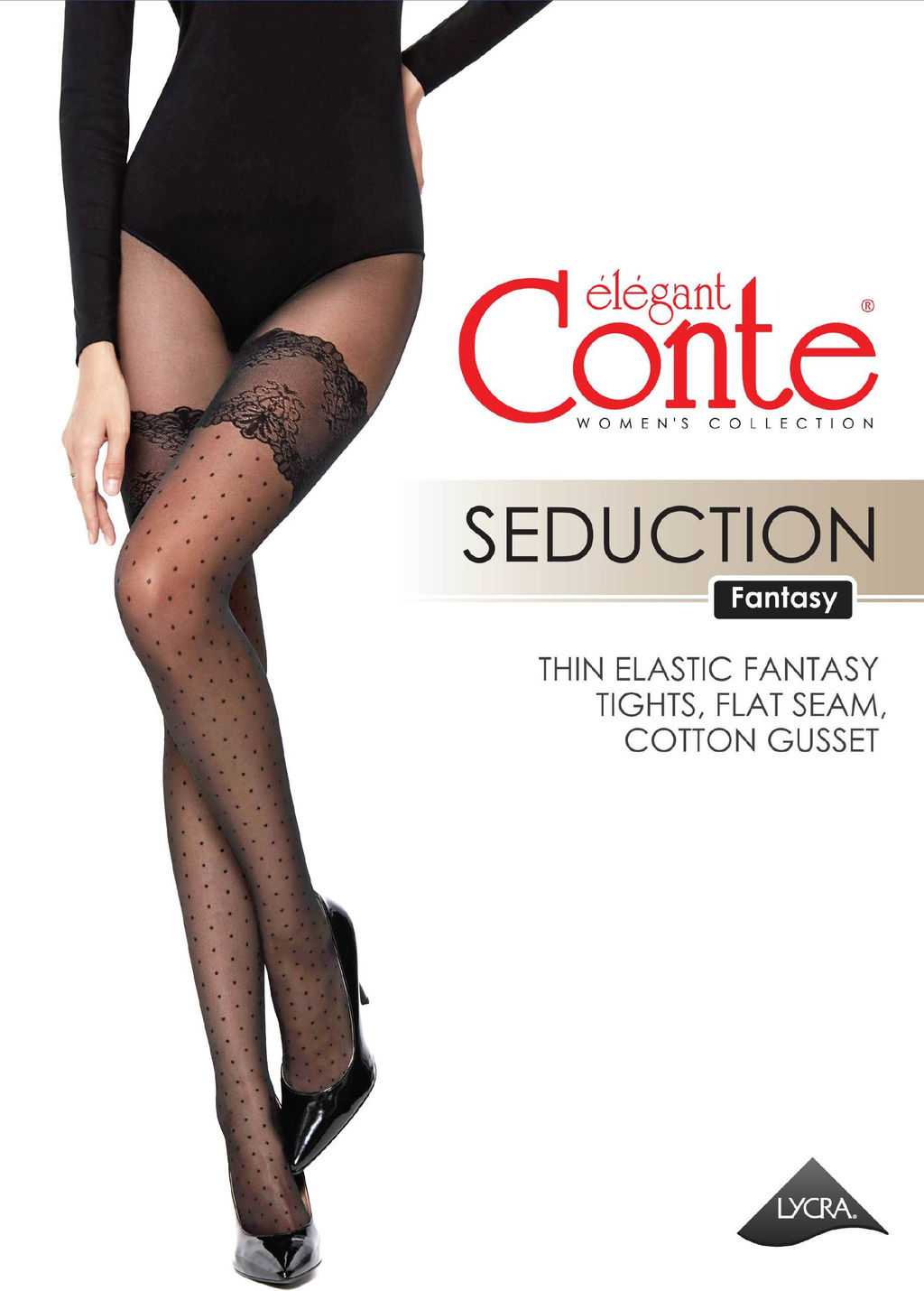 Колготки фантазийные CONTE Колготки в точку с имитацией чулок Seduction nero - Conte elegant фото 10
