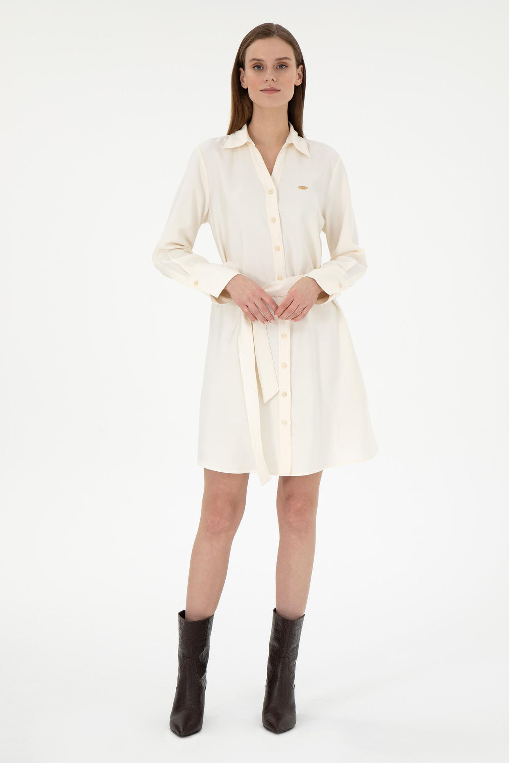 Женское кремовое тканое платье Неожиданная скидка в корзине