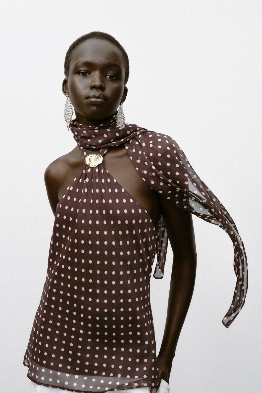HALTER TOP WITH HARDWARE AND POLKA DOTS - Zara фото 13