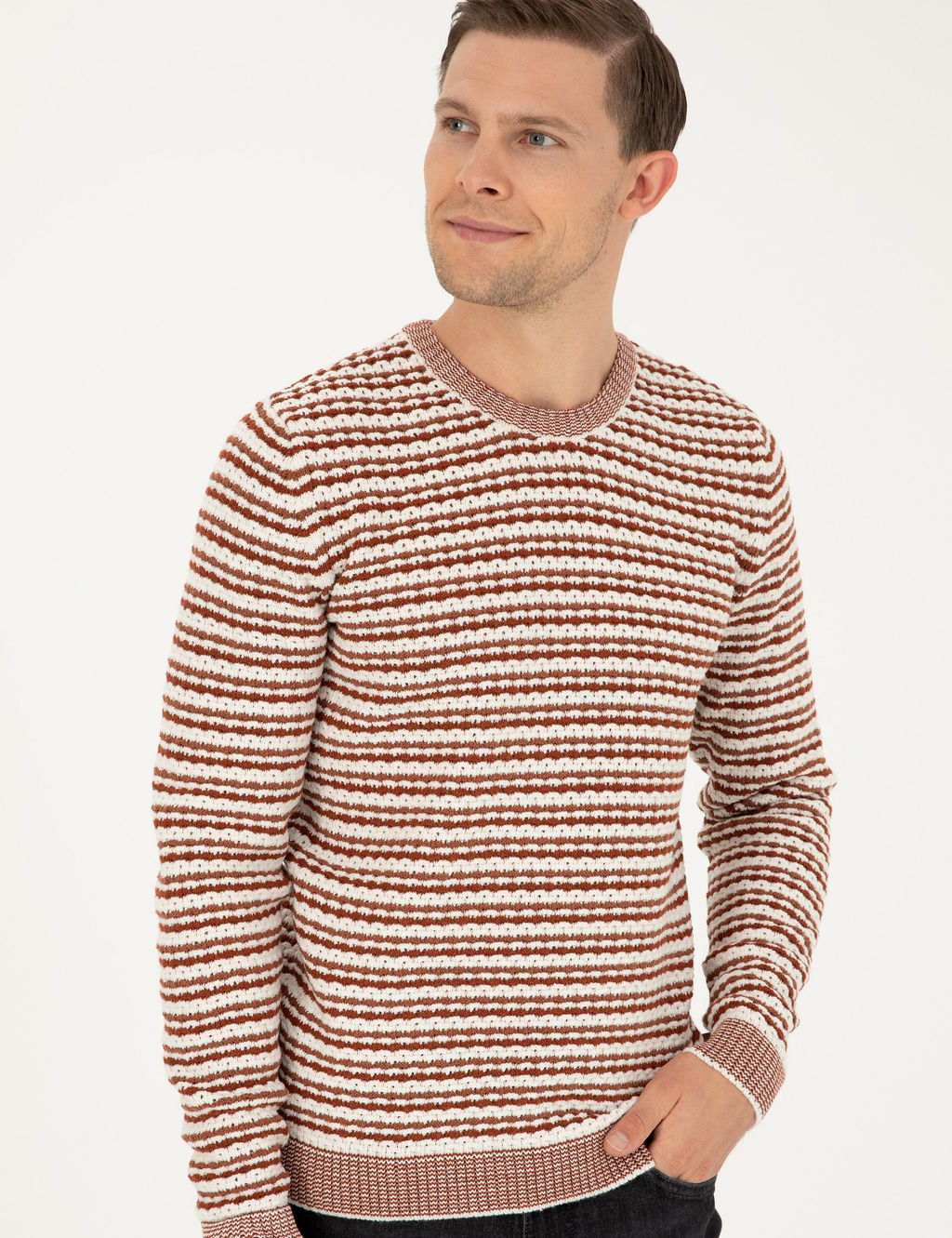 Трикотажный свитер узкого кроя с круглым вырезом Tile - Cacharel фото 4