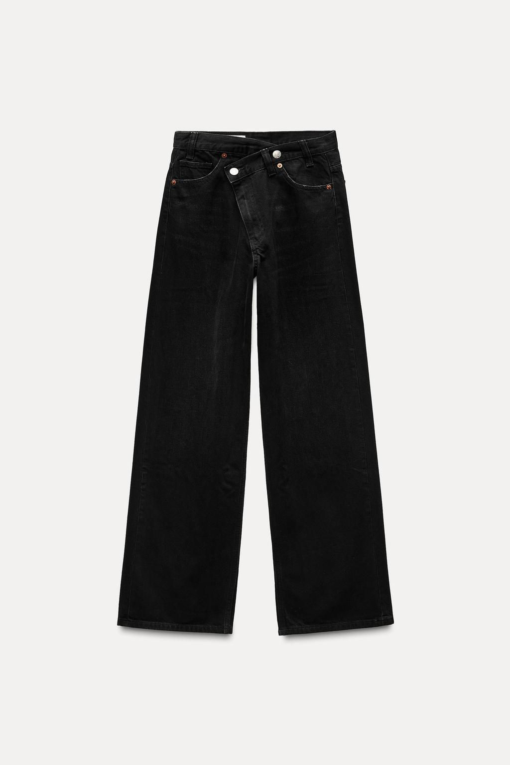 HIGH-WAIST TRF WIDE-LEG JEANS WITH CROSSOVER WAISTBAND - Zara фото 9