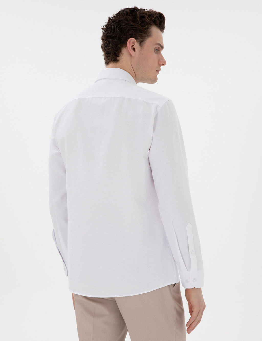 Beyaz Slim Fit Arm_rl_ Uzun Kollu G_mlek