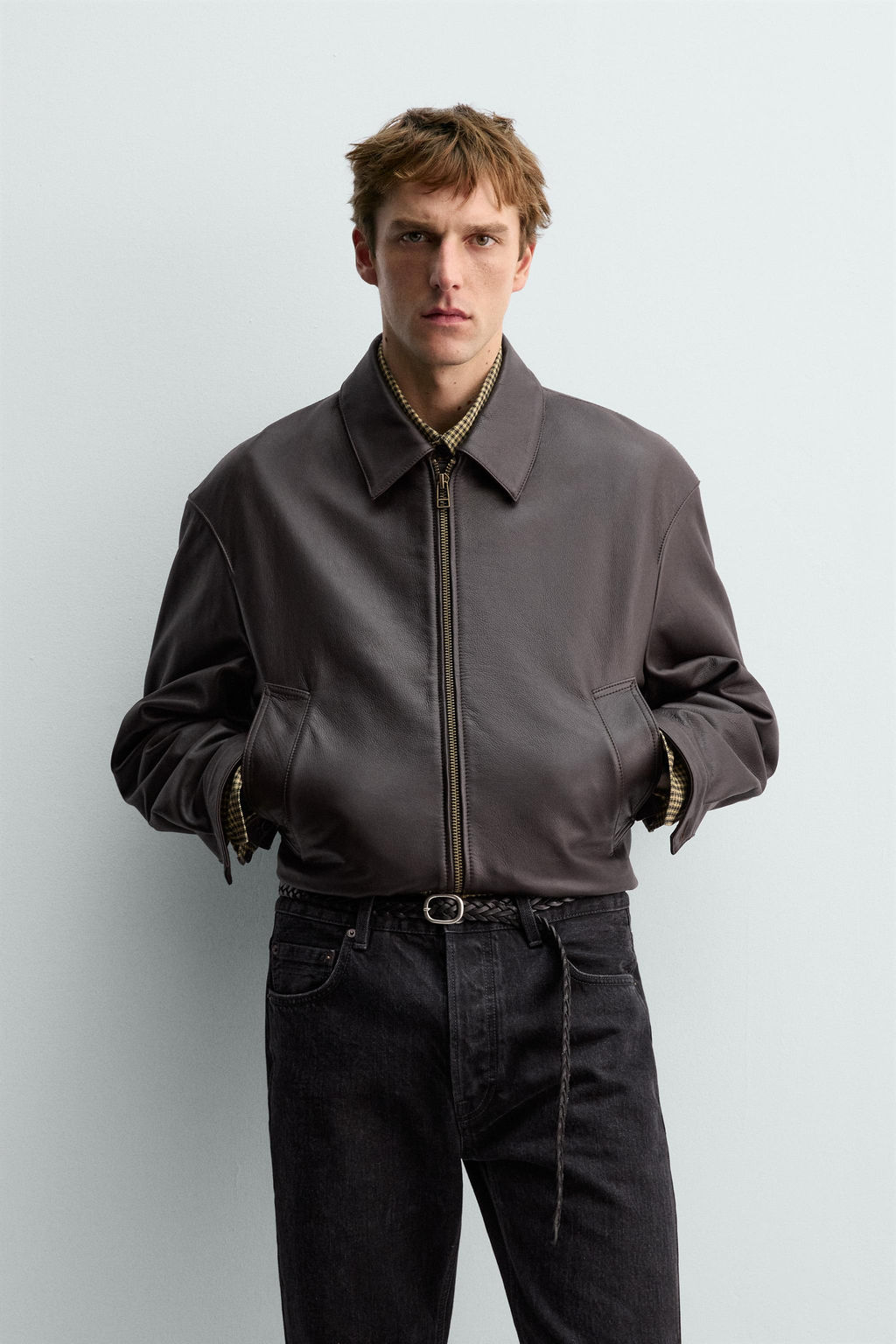 AARON LEVINE X ZARA LEATHER BOMBER JACKET  фото 2