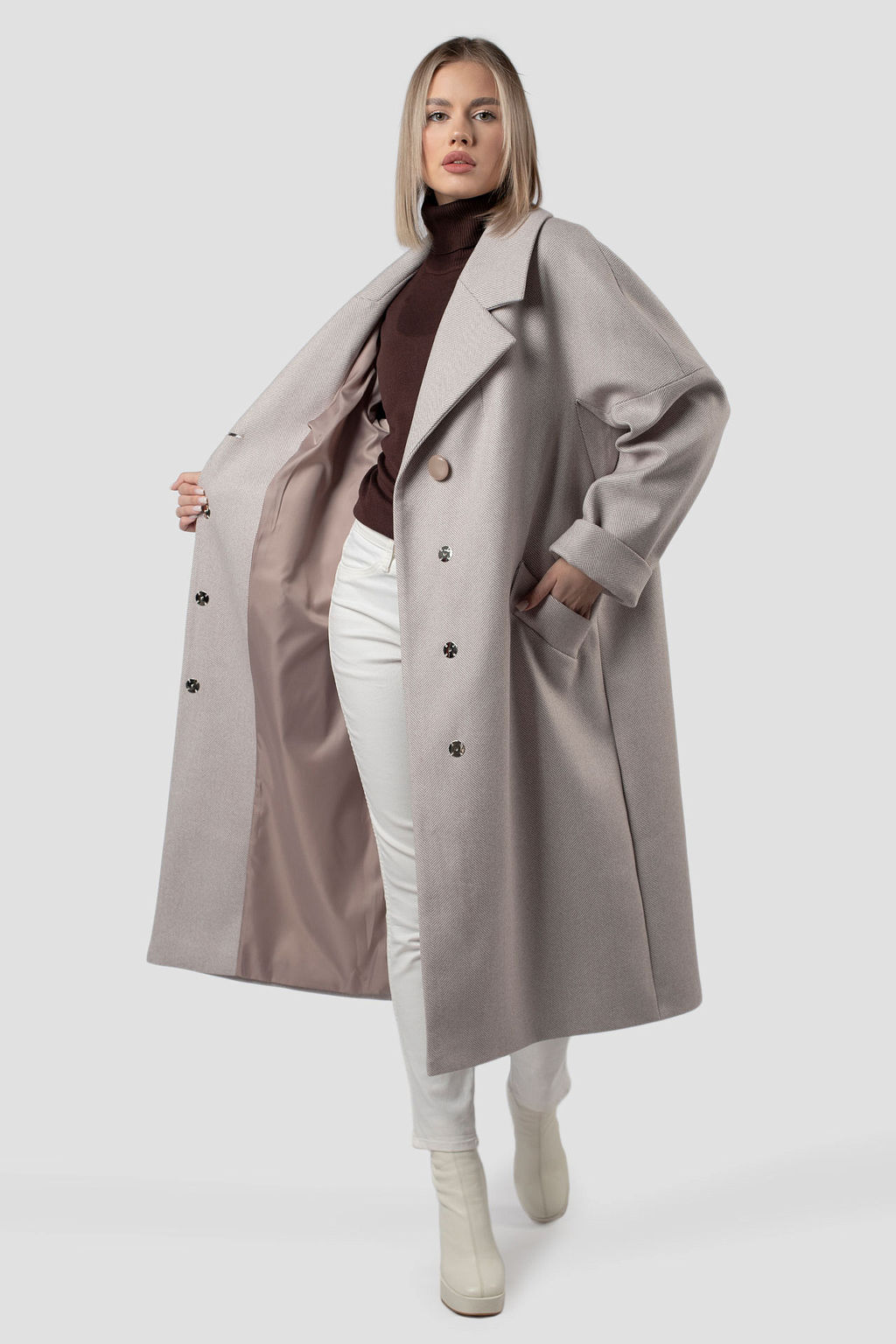 01-11936 Пальто женское демисезонное (пояс) - El podio фото 3