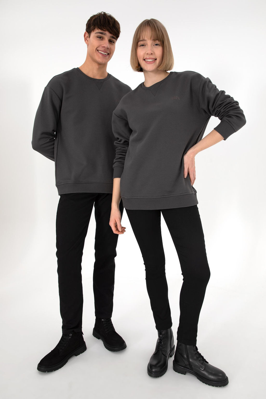 Erkek Bisiklet Yaka Antrasit Basic _ardonlu Sweatshirt