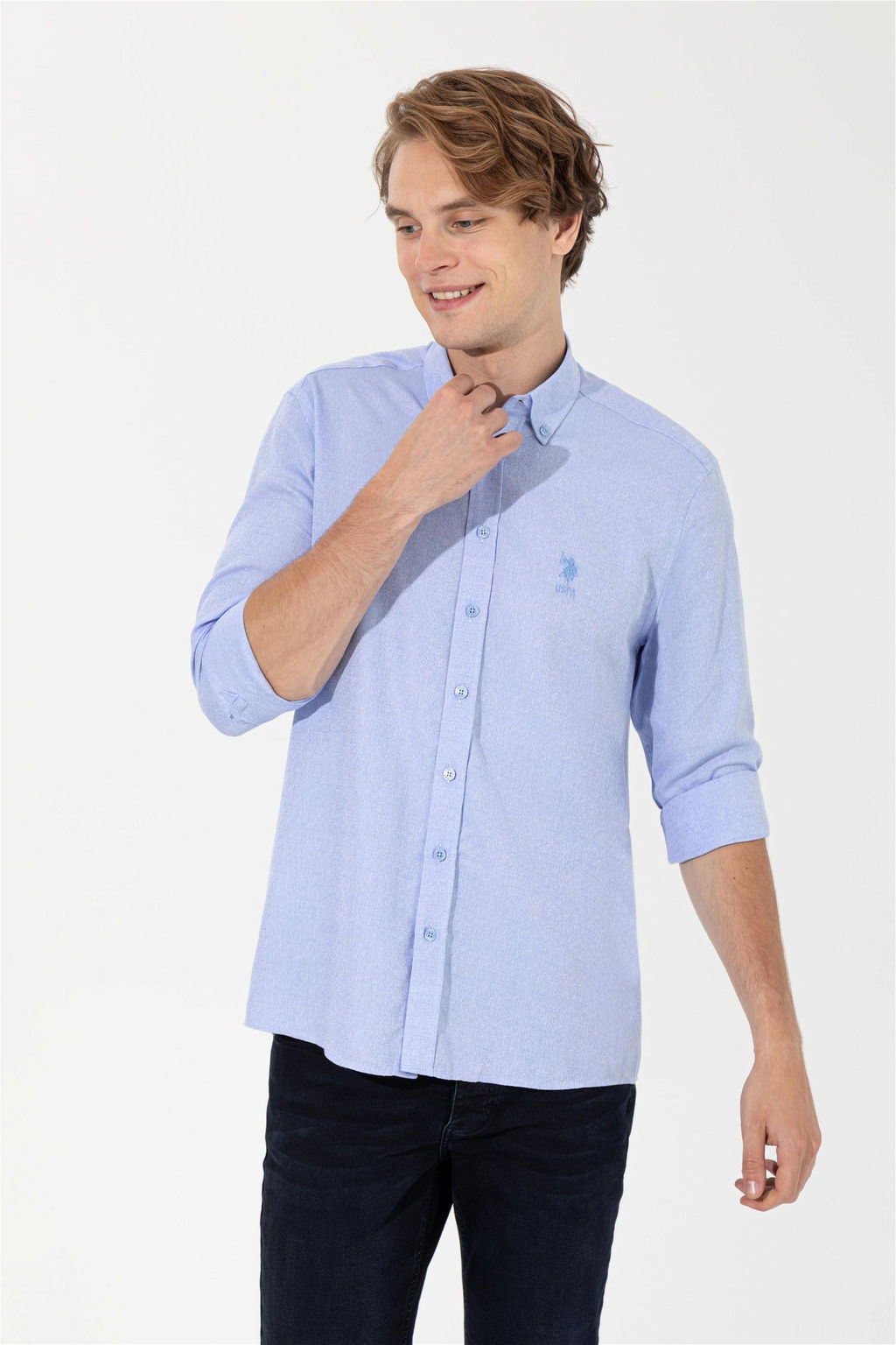 U. S. Polo Assn Мужская синяя рубашка с длинным рукавом - U.s. polo assn фото 9