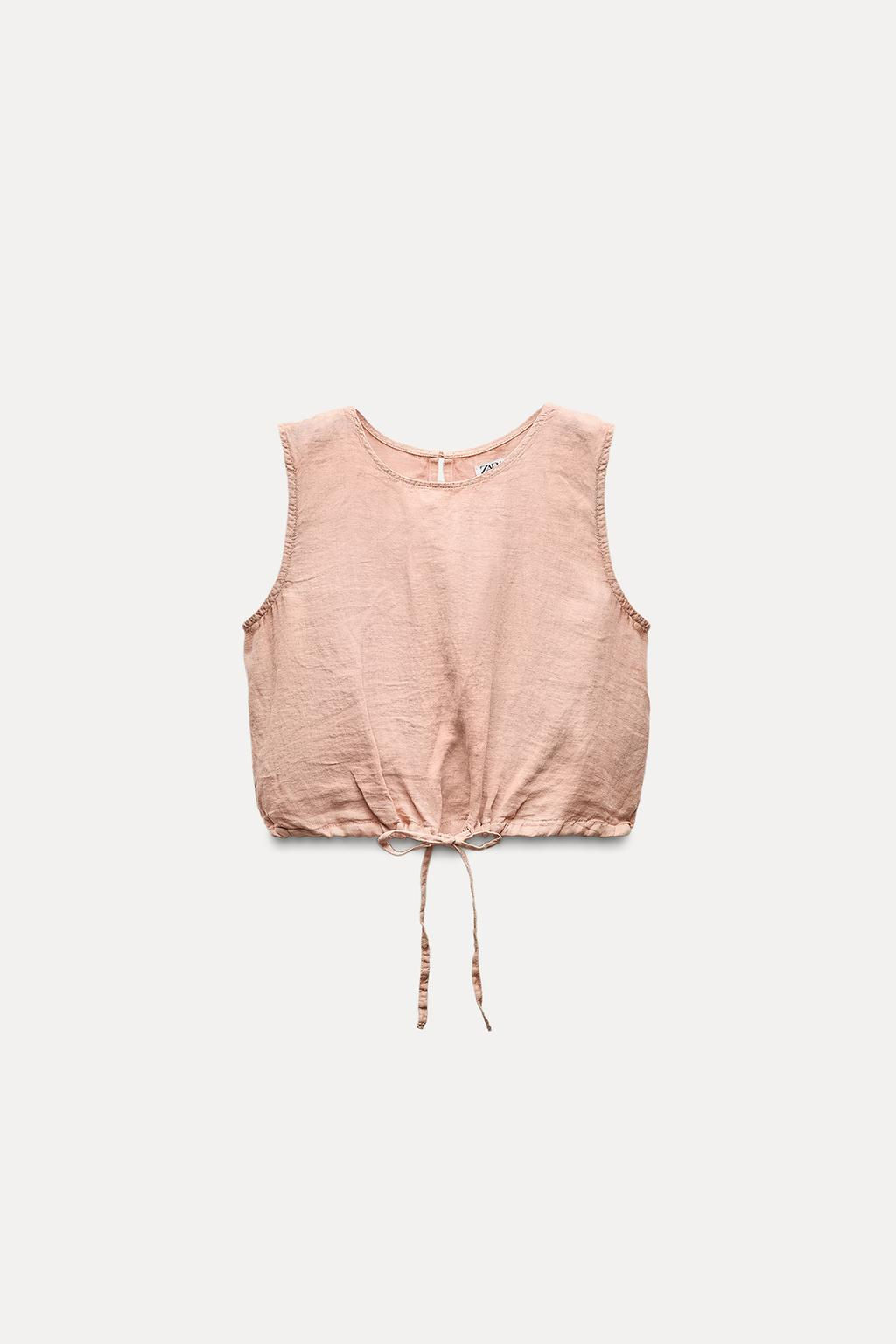ZW COLLECTION 100% LINEN TOP WITH TIES - Zara фото 2