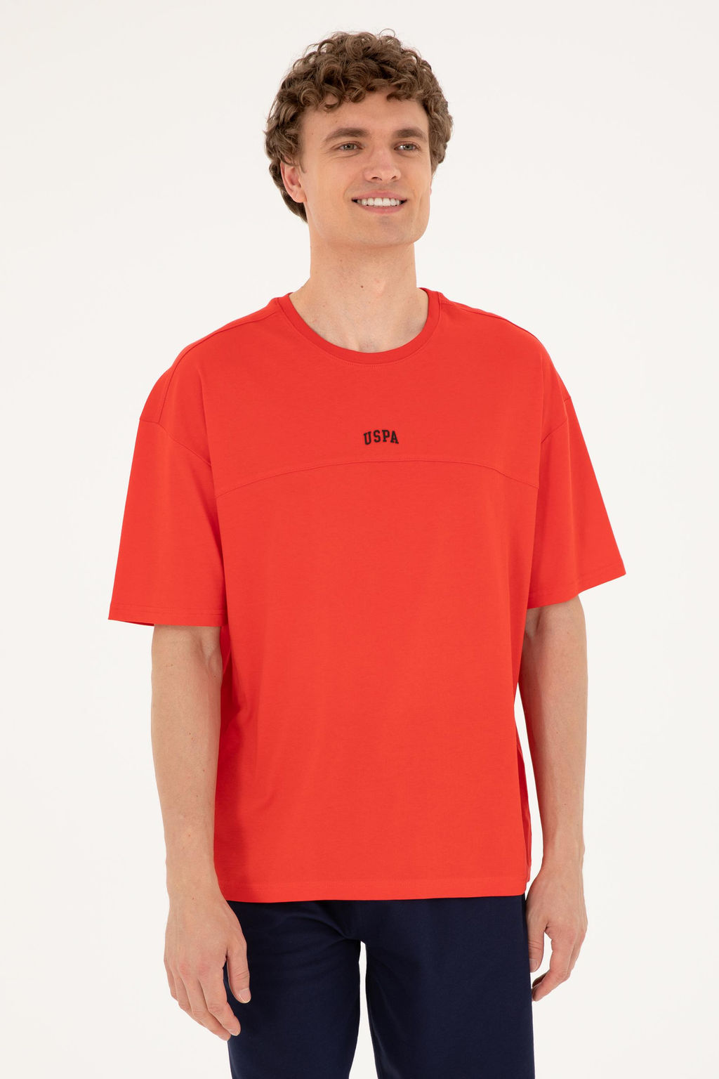 Erkek Comfort Fit Bisiklet Yaka K_rm_z_ Ti__rt