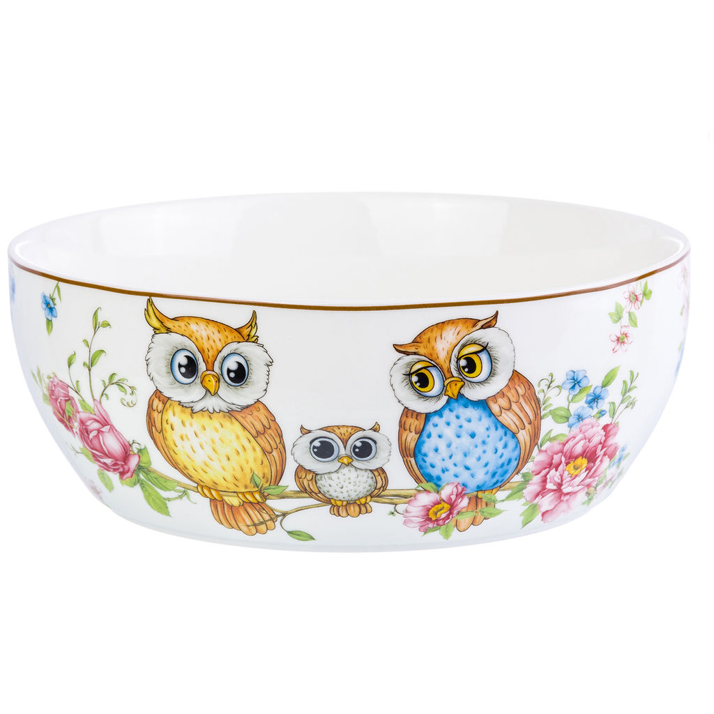 Салатник 20*20*7,5 см 1,7 л "Совушки" NEW BONE CHINA