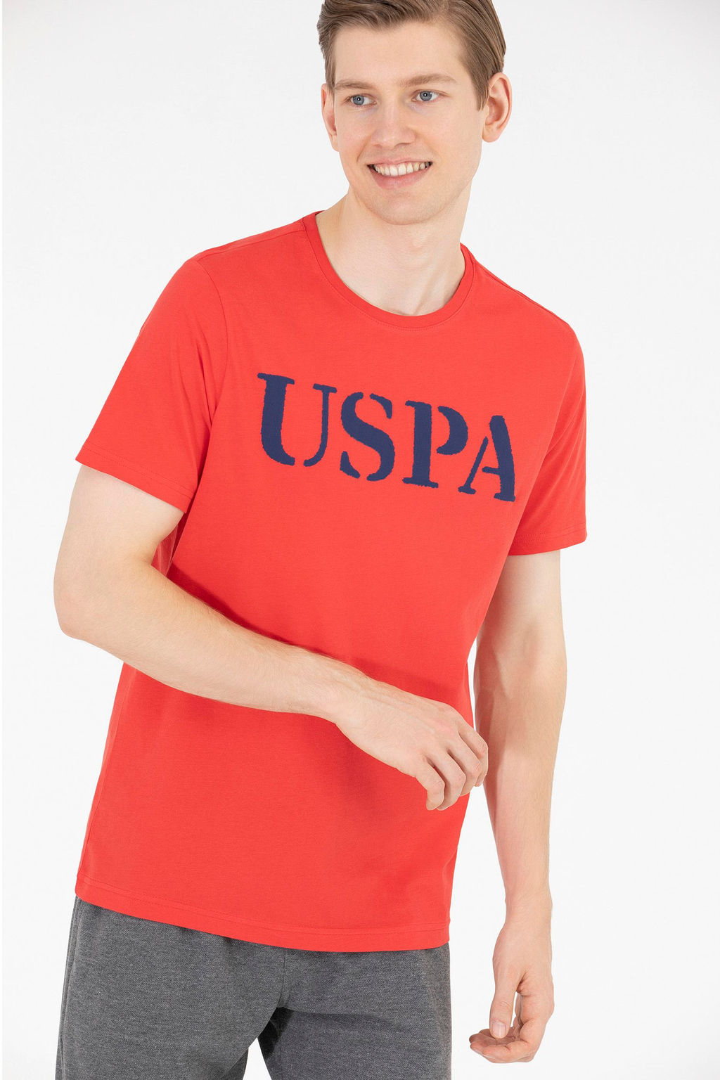 Мужская красная базовая футболка с круглым вырезом - U.s. polo assn фото 3
