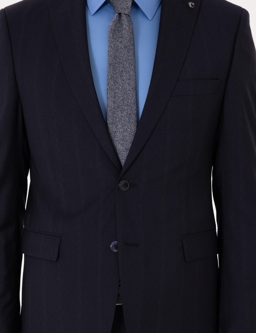 Koyu Lacivert Slim Fit %100 Y_n _izgili Tak_m Elbise - Cacharel фото 7