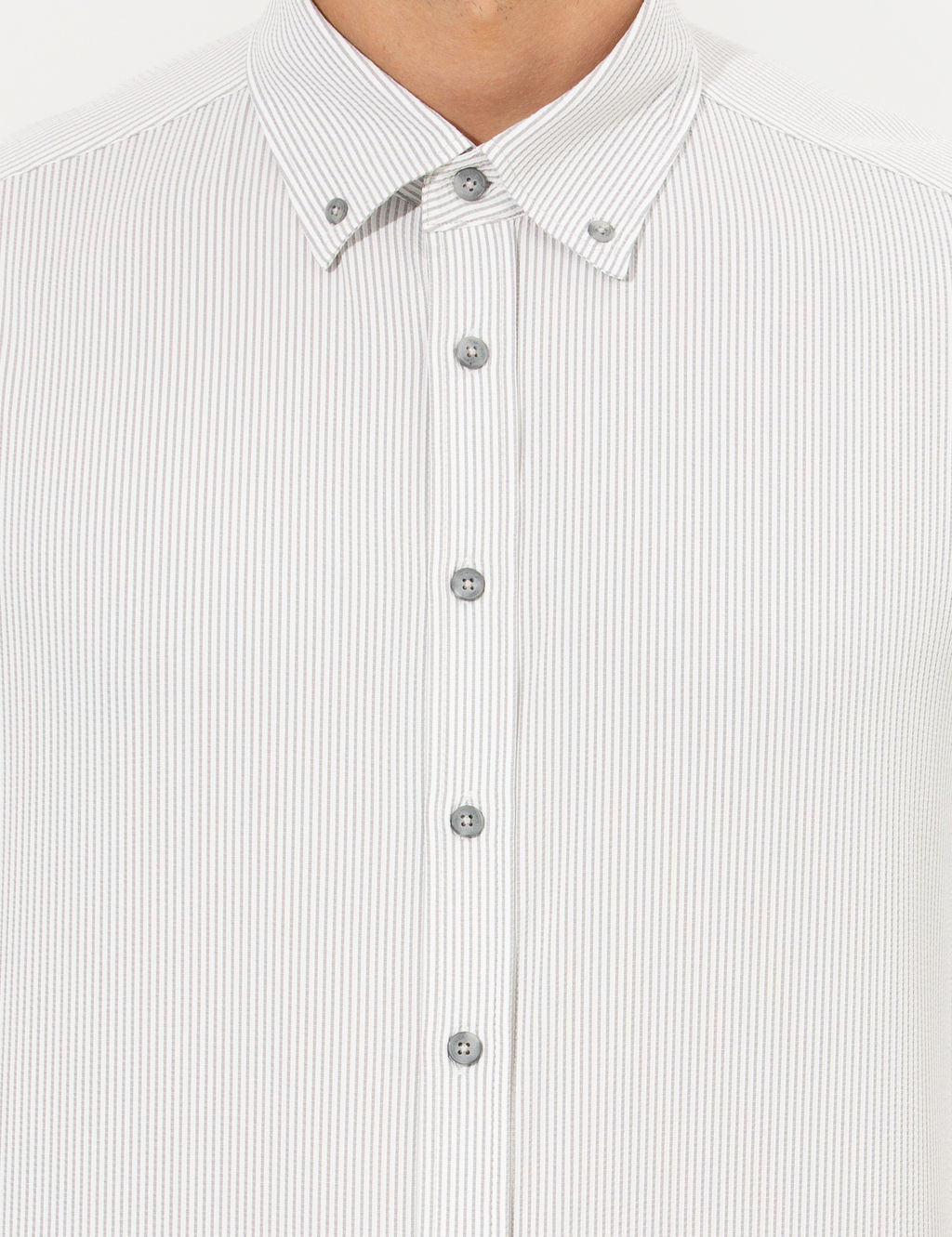 A__k Gri Slim Fit Uzun Kollu G_mlek