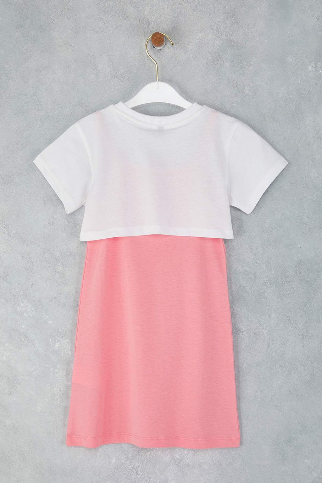 Pembe K?z Cocuk %100 Pamuk Slogan Bask?l? K?sa Kol Orme Elbise TKDSS25EL00095 - Trendyolmilla фото 4