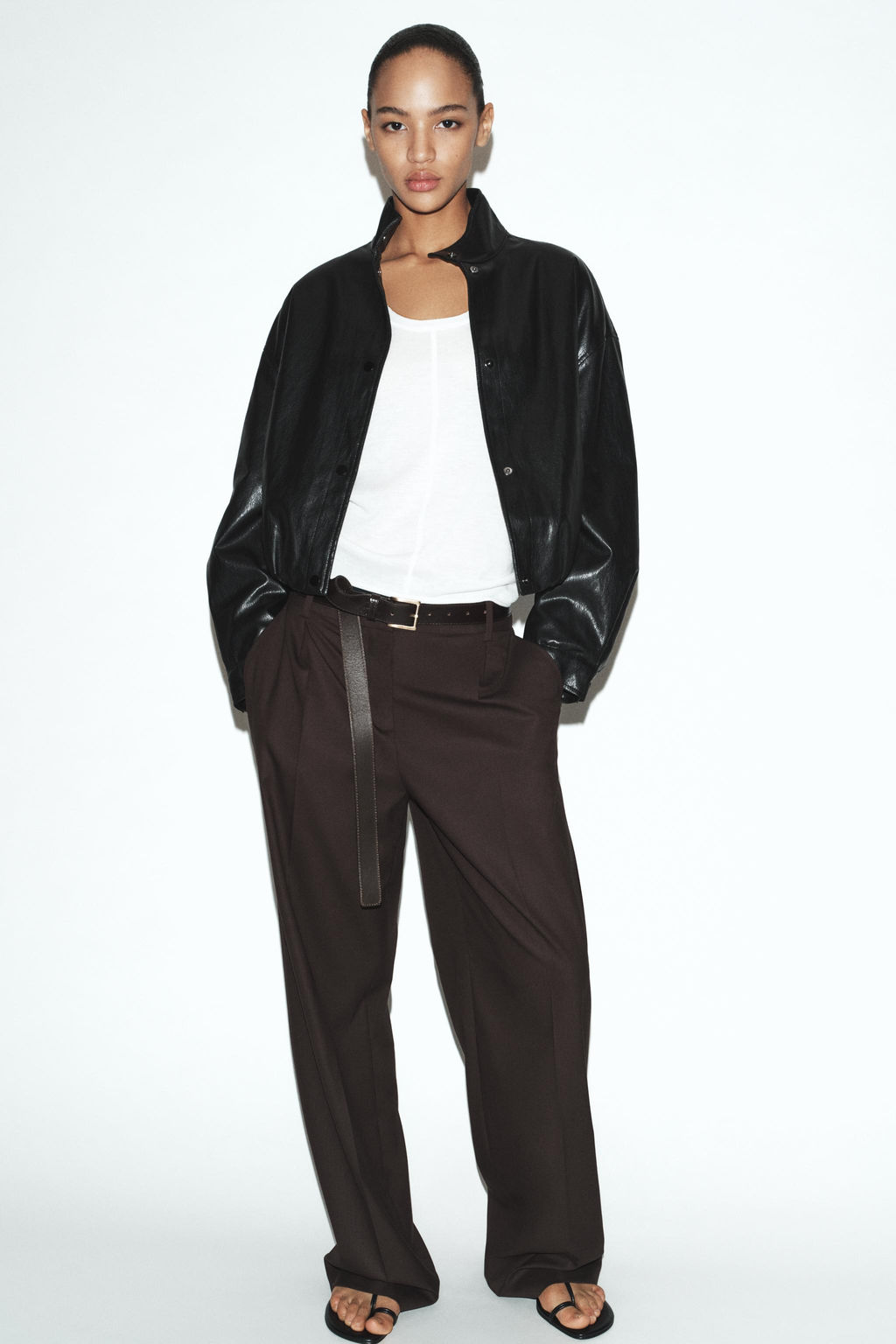 QUILTED LEATHER EFFECT BOMBER JACKET - Zara фото 11