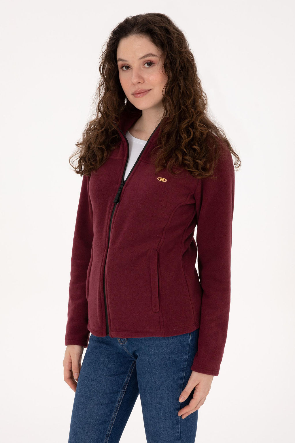 Kad_n Bordo Fermuarl_ Dik Yaka Polar Sweatshirt - U.s. polo assn фото 3