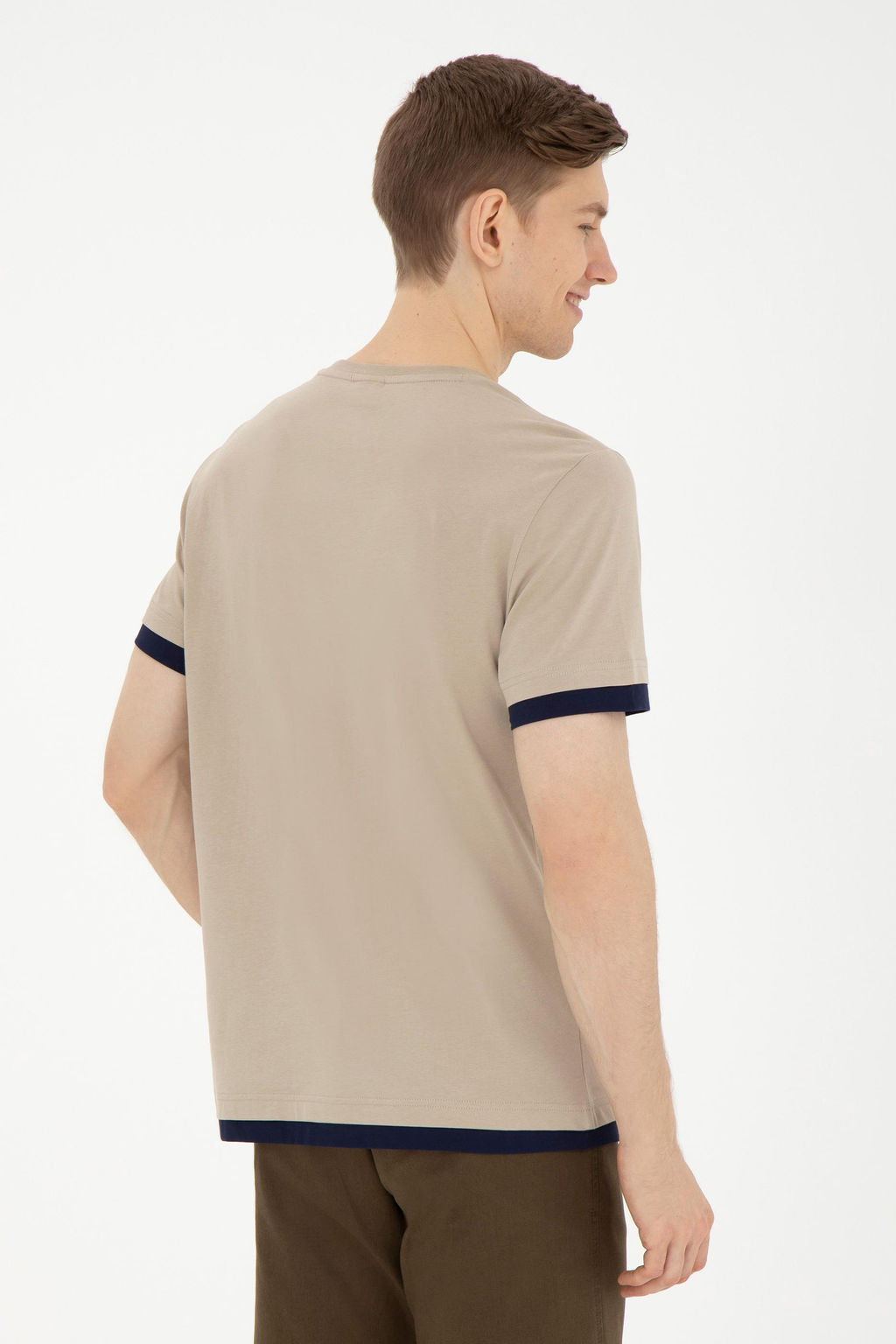Футболка U.S. Polo Assn. мужская светло-хаки хлопок  фото 12