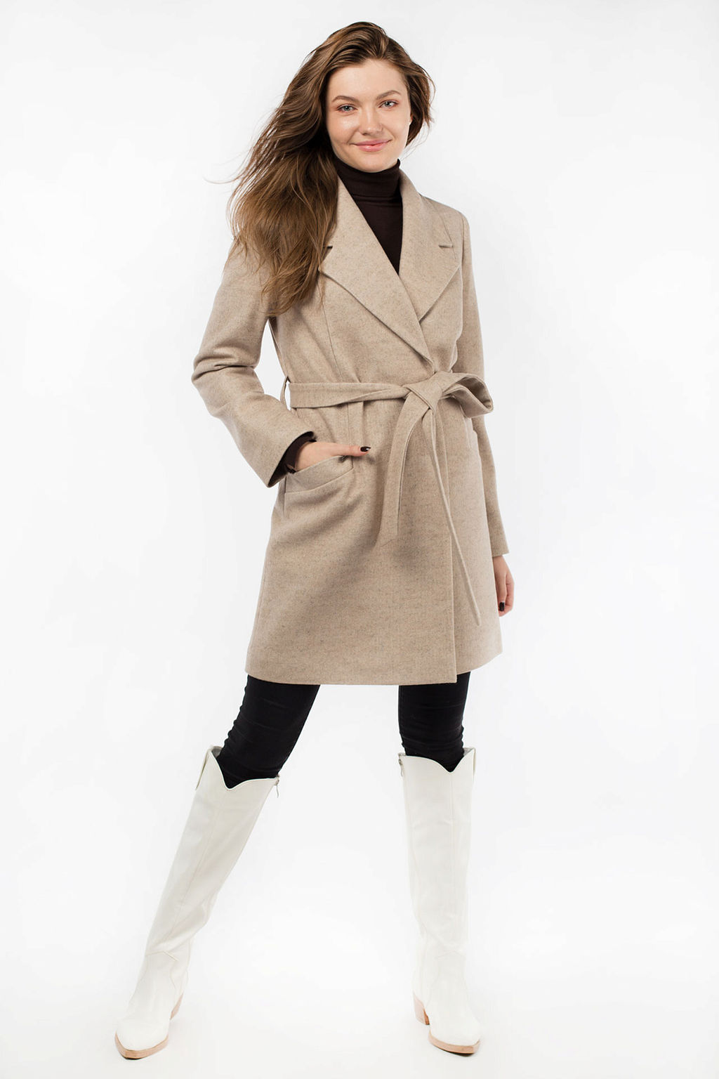 Пальто женское демисезонное (пояс) - El podio фото 3