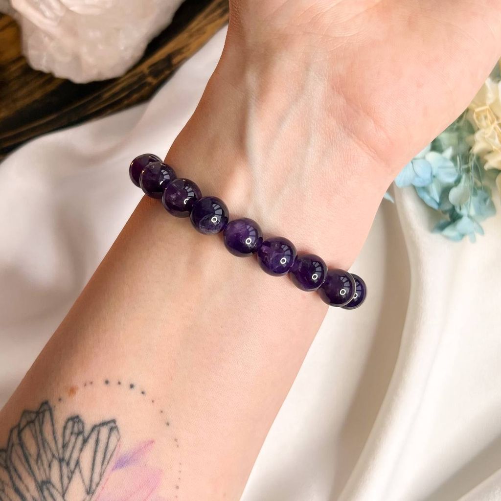 Браслет из Аметиста и Селенита - Радуга самоцветов фото 4