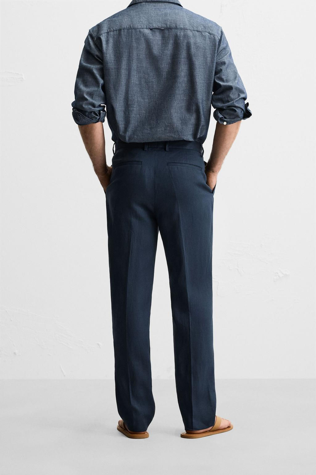 100% LINEN PLEATED TROUSERS - Zara фото 24