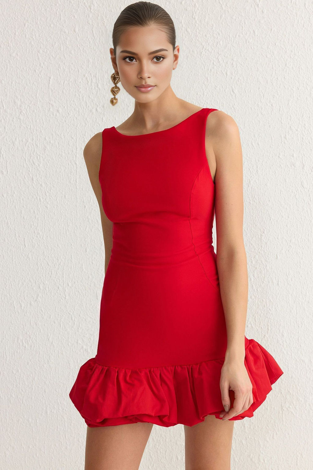 TRENDYOLMILLA Siyah Balon Etek Detayl? Ici Sort Astarl? Dokuma K?sa Elbise TPRSS25EL00059  фото 4