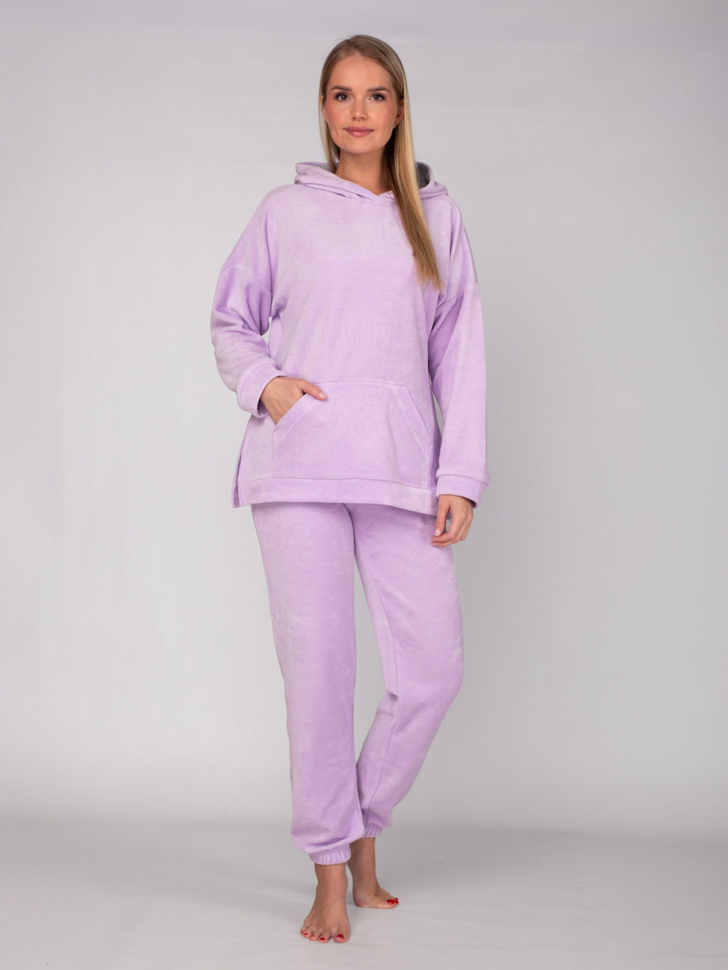 Костюм женский велюровый с брюками АИША СИРЕНЬ