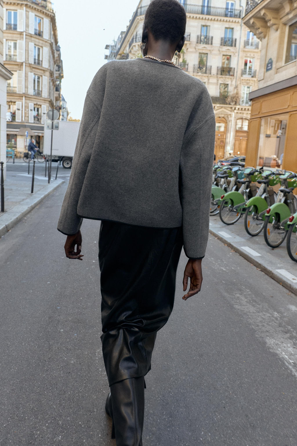 REVERSIBLE JACKET WITH FAUX LEATHER TRIMS