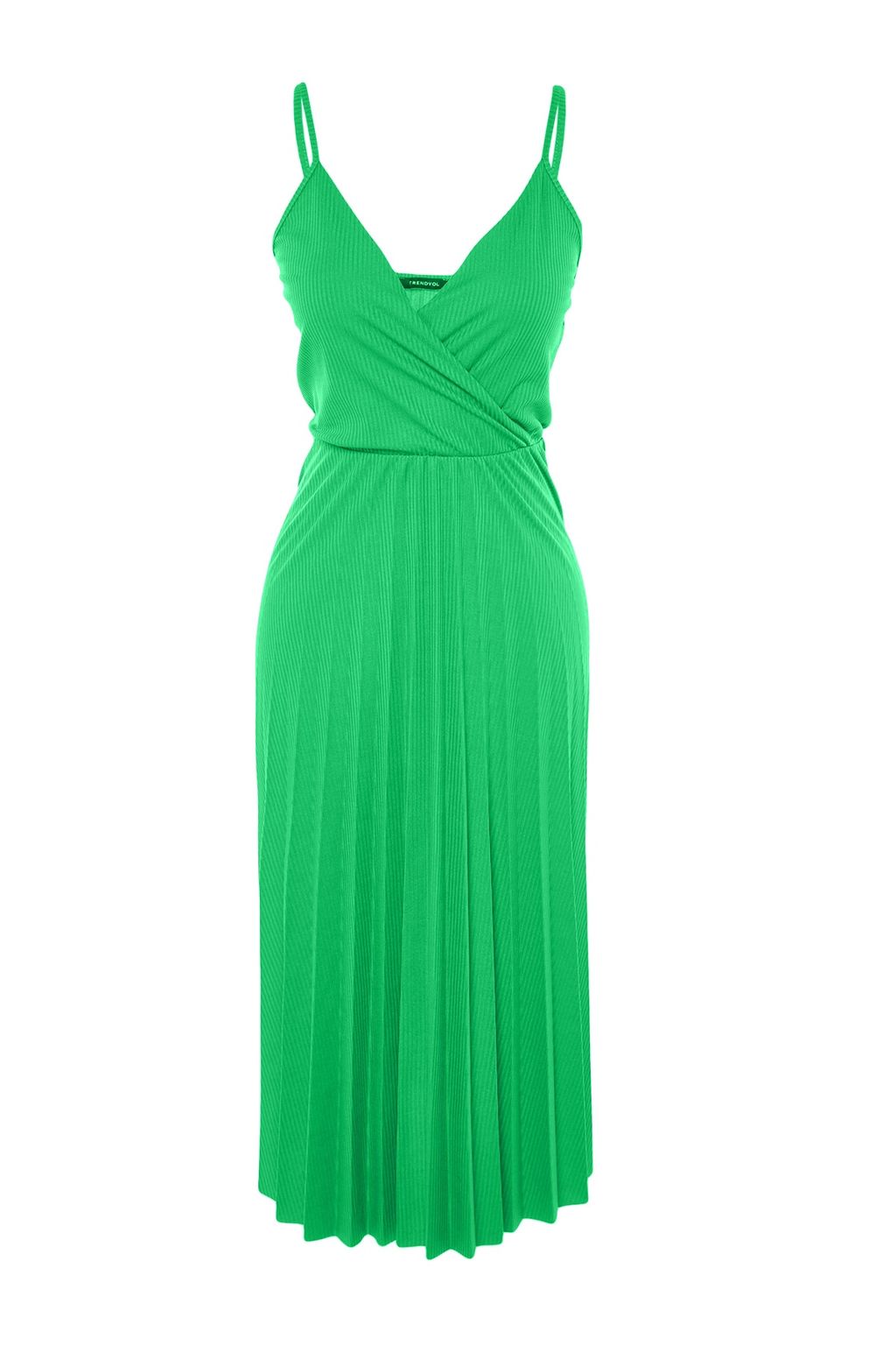 TRENDYOLMILLA Siyah Belden Ac?lanMidi Kruvaze Piliseli Ayarlanabilir Ask?l? Esnek Orme Elbise TWOSS20EL2729  фото 15